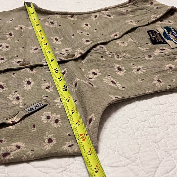 Vtg Exofficio Adventure Wear Womens Olive Green Floral Vest Sz 4. W / Pockets - Picture 9 of 10